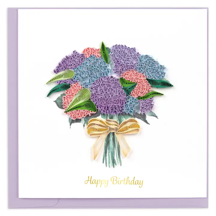 Quilled Hydrangea Bouquet Birthday Card | Floral Card