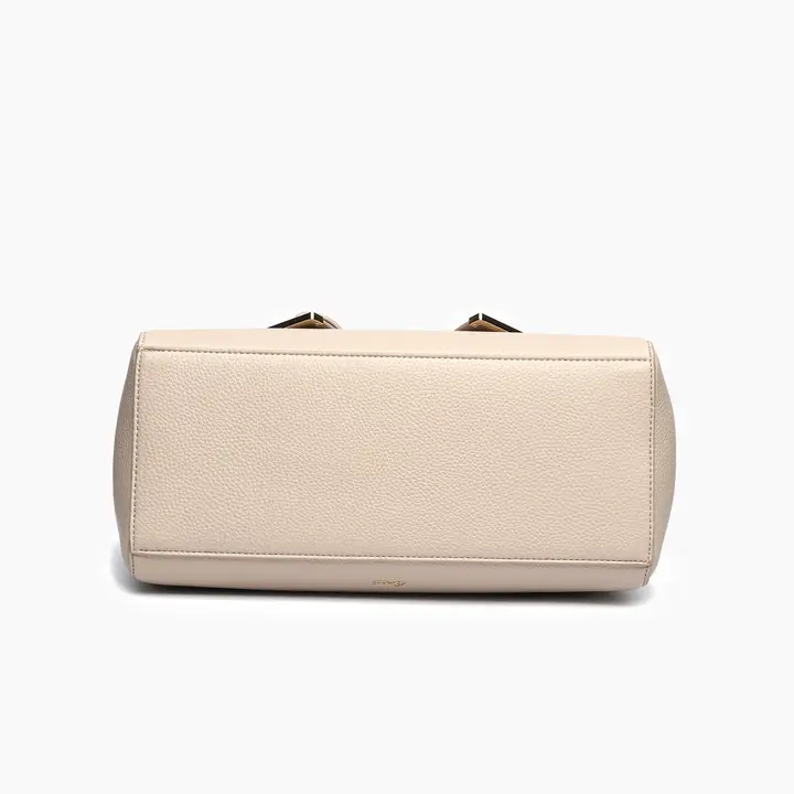 Poppy Bowtie Structured Top Handle Spring Shoulder Bag- Beige