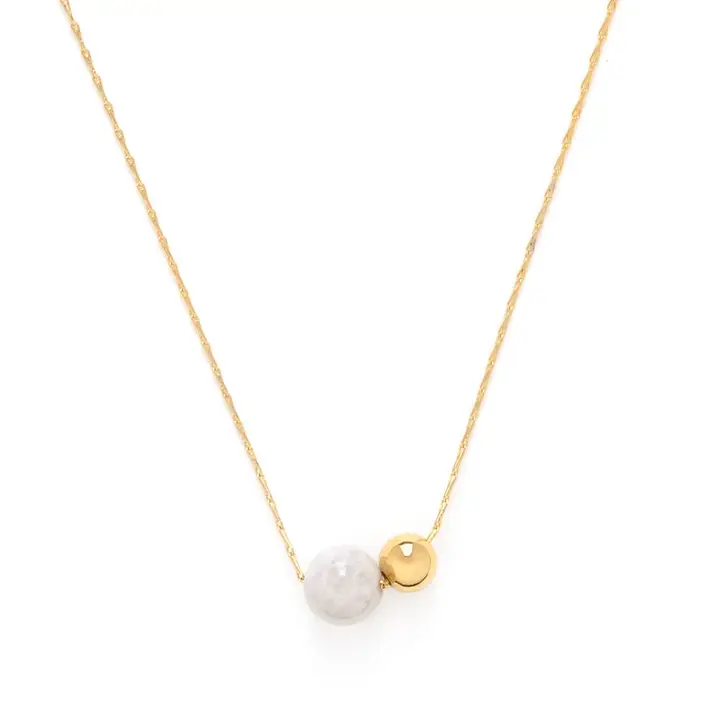 Gemstone Orbit Necklace - Moonstone