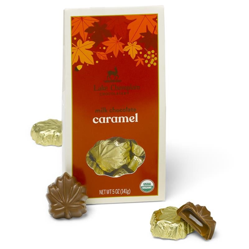 Caramel Organic Milk Chocolate Leaf Gift Box 5oz