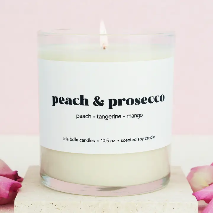 Peach & Prosecco Soy Candle 10.5oz Glass Jar