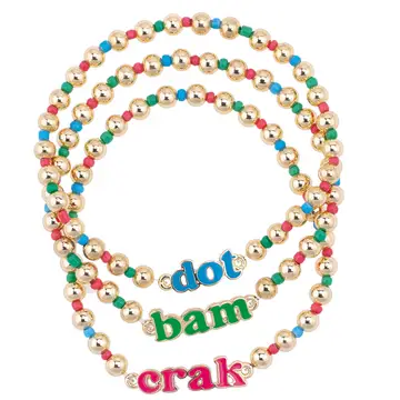 Dot Crak Bam Rainbow Ball Bead Stretch Bracelet Set of 3