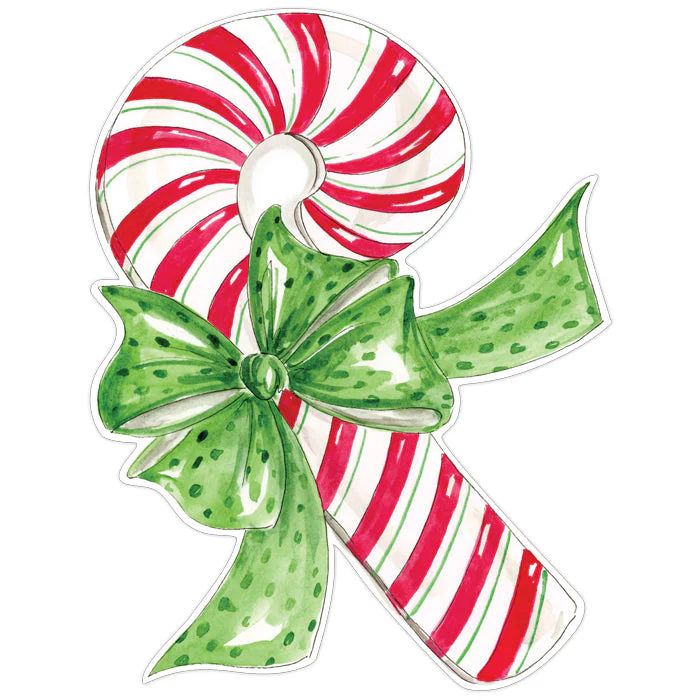 Red and Green Stiped Candy Cane with Polka Dot Green Bow Posh Die-Cut Placemats