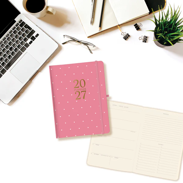 Pink Dots 18-Month Hardbound Planner