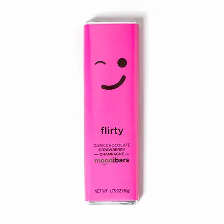 Moodibars Flirty Dark Chocolate Strawberry Champagne 1.75oz Bar