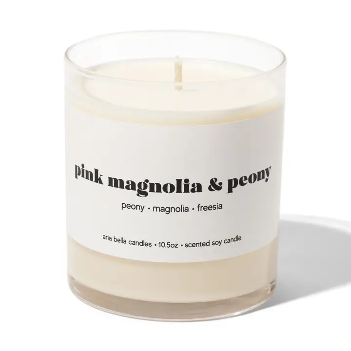 Pink Magnolia & Peony Soy Candle 10.5oz Glass Jar