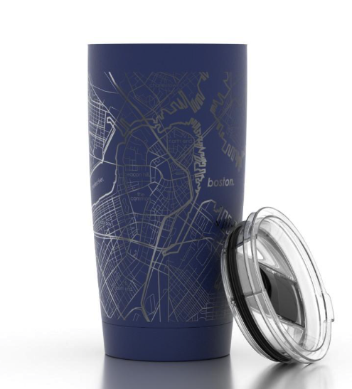 Boston Home Town Map Blue 20oz Insulated Pint Tumbler