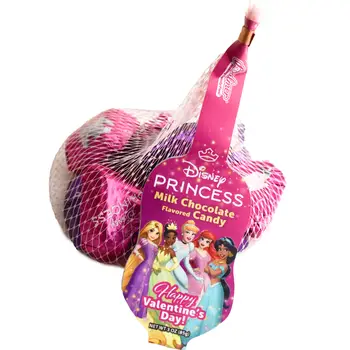 Disney Princess Milk Chocolate Hearts 3oz Mesh Bag
