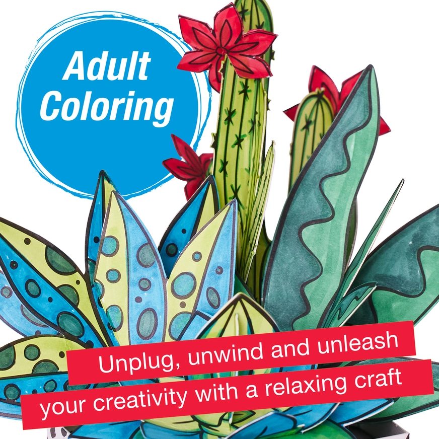 Pop Up Coloring Succulents Bouquet - Adult Coloring Craft