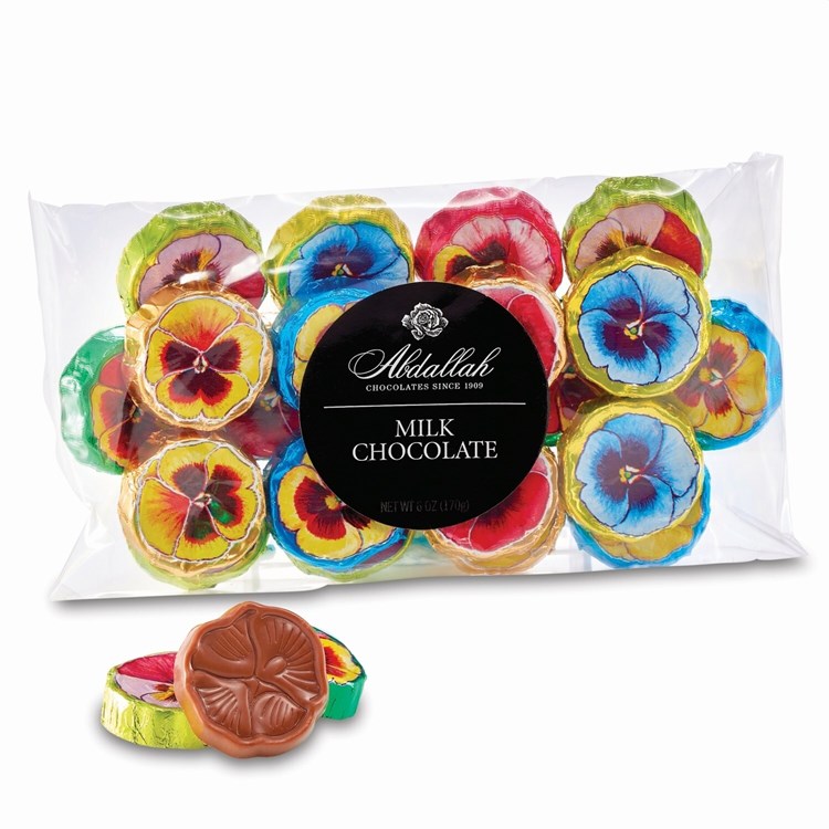 7.5oz Bag Foil Milk Chocolate Pansies