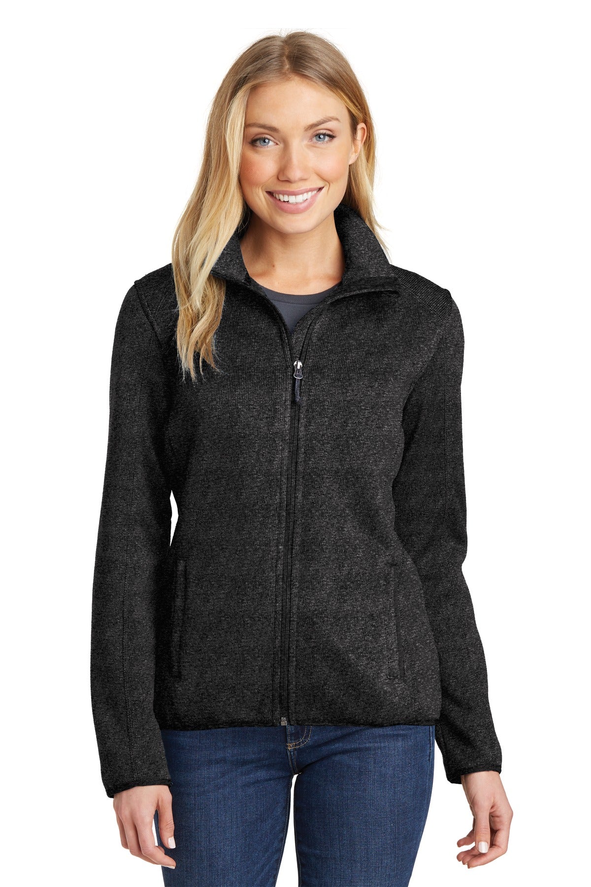 MGH/MGB Port Authority Ladies Sweater Fleece Jacket Black X-Small