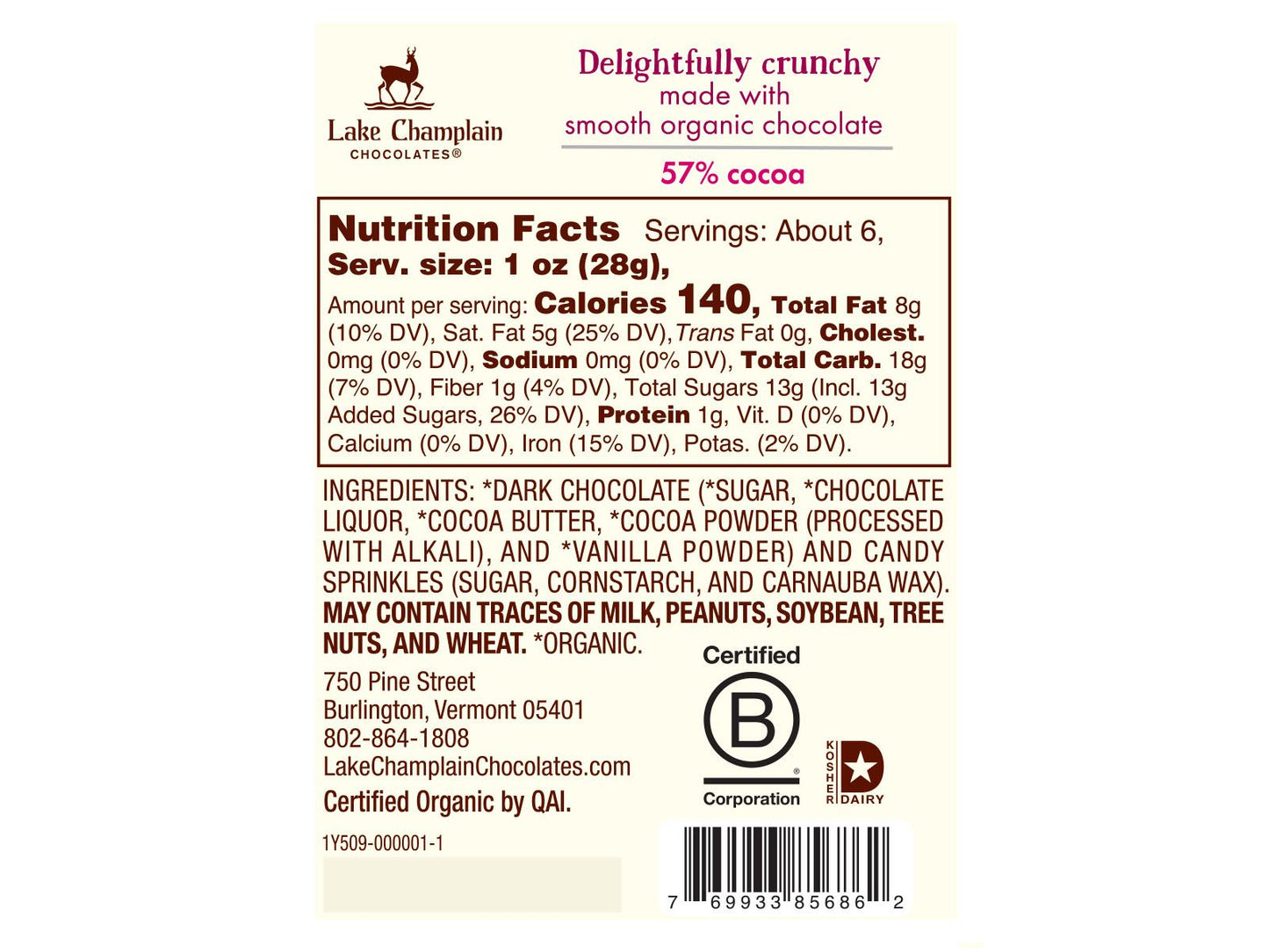 Organic Dark Chocolate Nonpareils Gift Bag