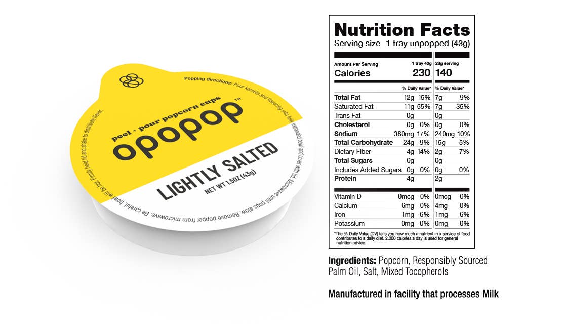 Lightly Salted Pop Cups Popcorn Kernels