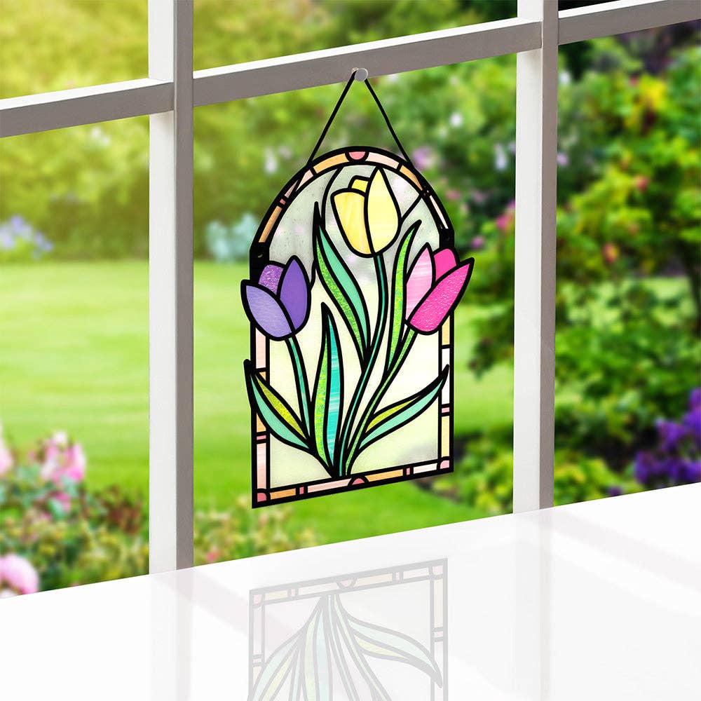 Here for You Tulips Suncatcher Card 5x7"