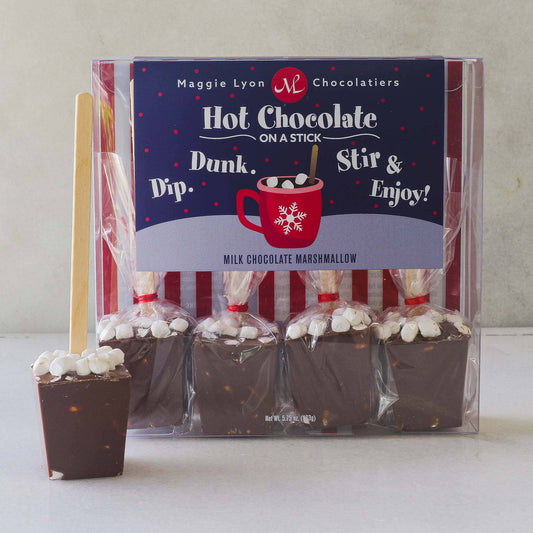 Maggie Lyon Chocolatiers - 4pc Hot Chocolate on a Stick - Milk Chocolate Marshmallow