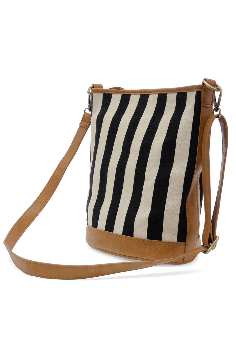 Black Awning Stripe Bucket Canvas Bag