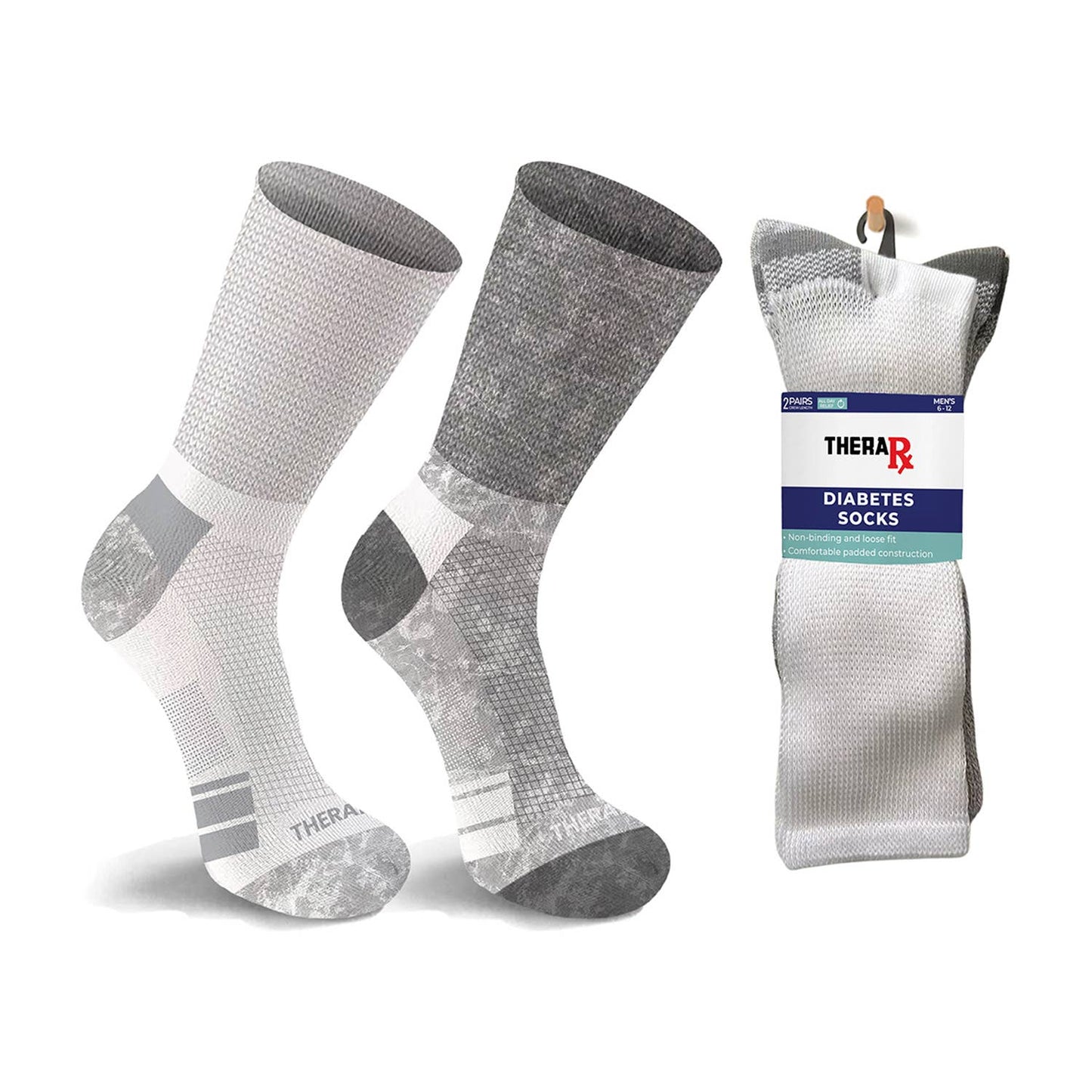 Extreme Fit Wholesale - 2-Pairs: Non-Binding Loose Fit Cotton Diabetic Crew Socks