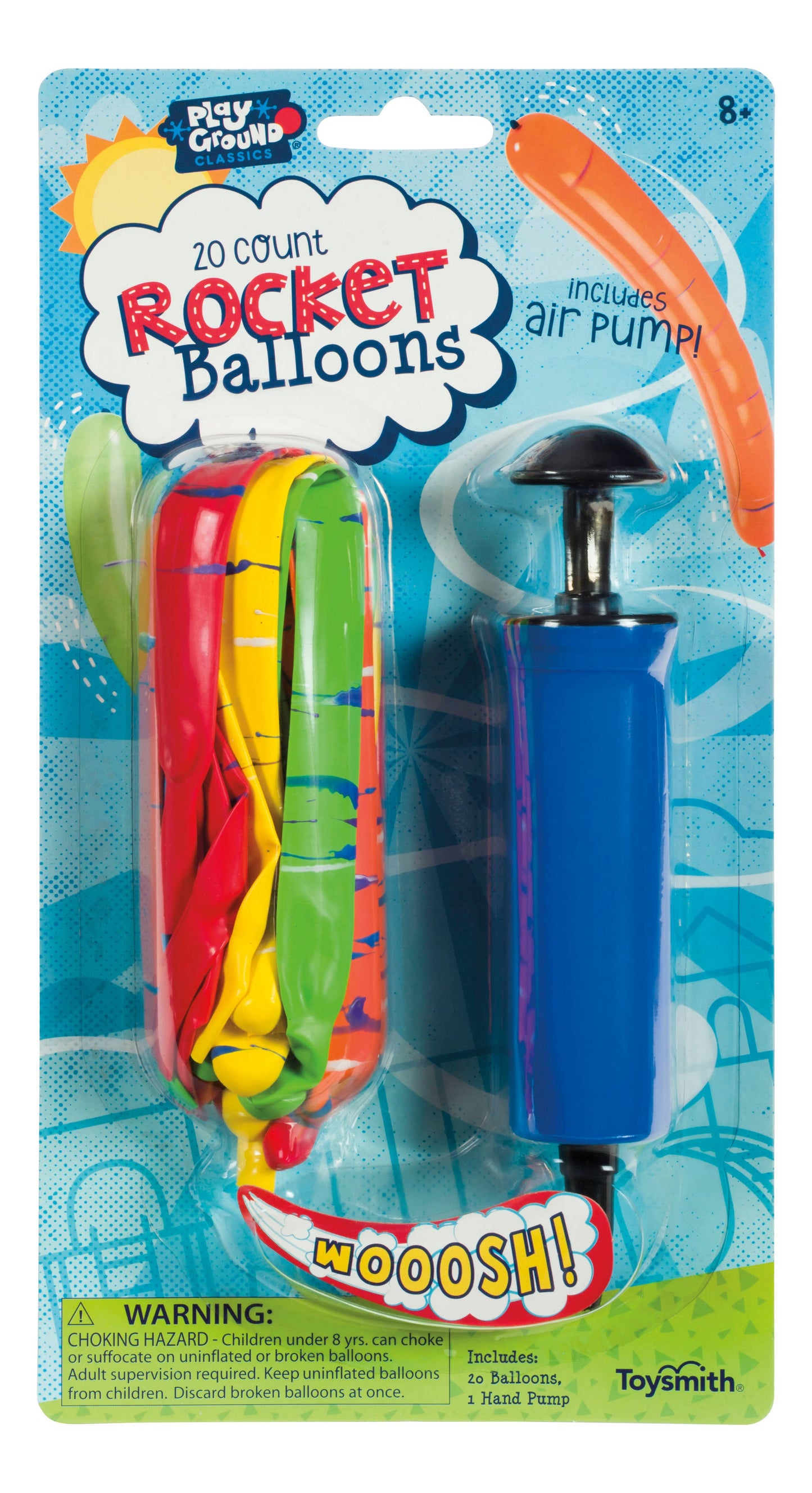 Playground Classics 20 Rocket Balloons With Pump