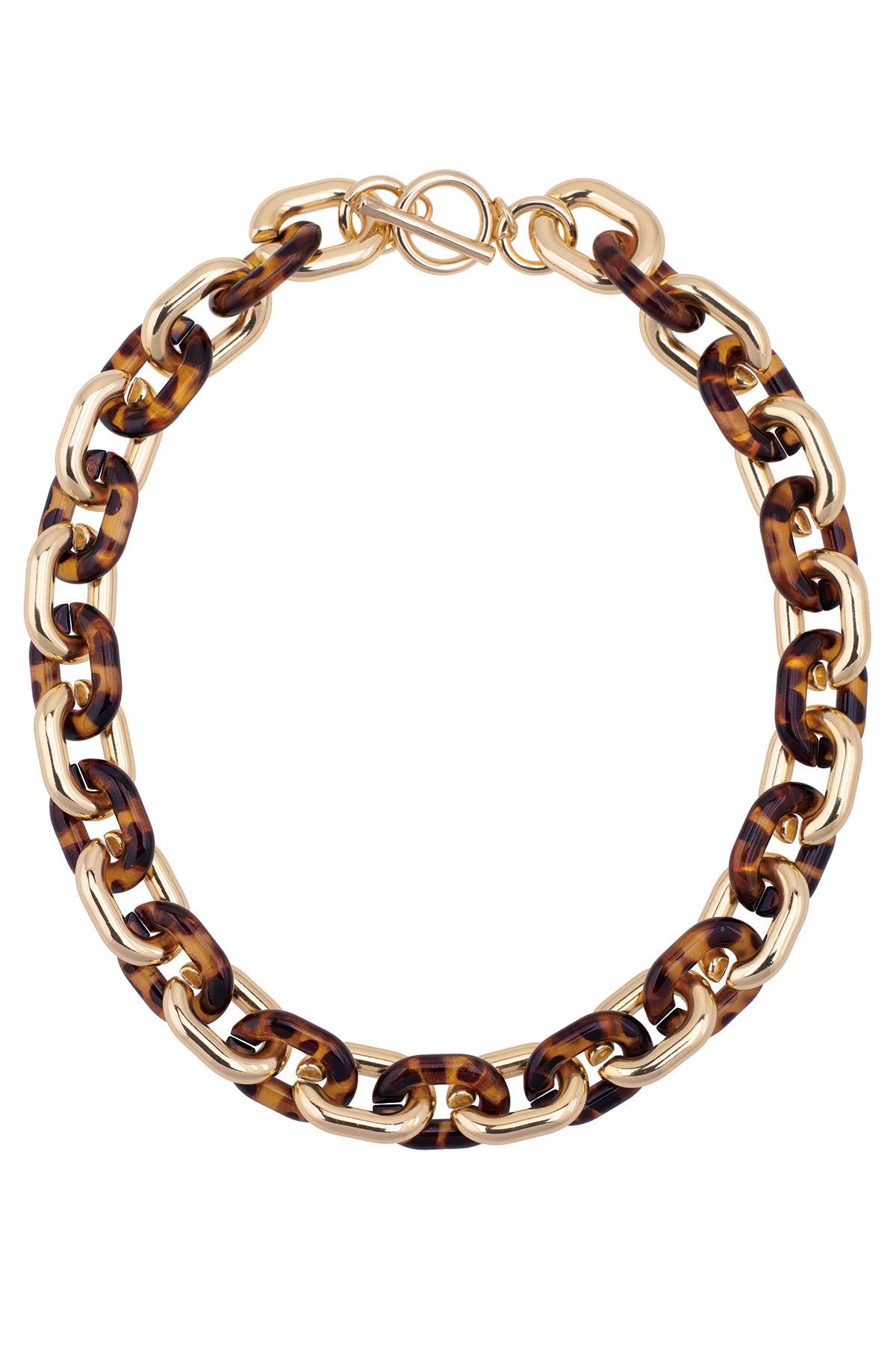 Ava Resin Linked Toggle Necklace in Tortoise