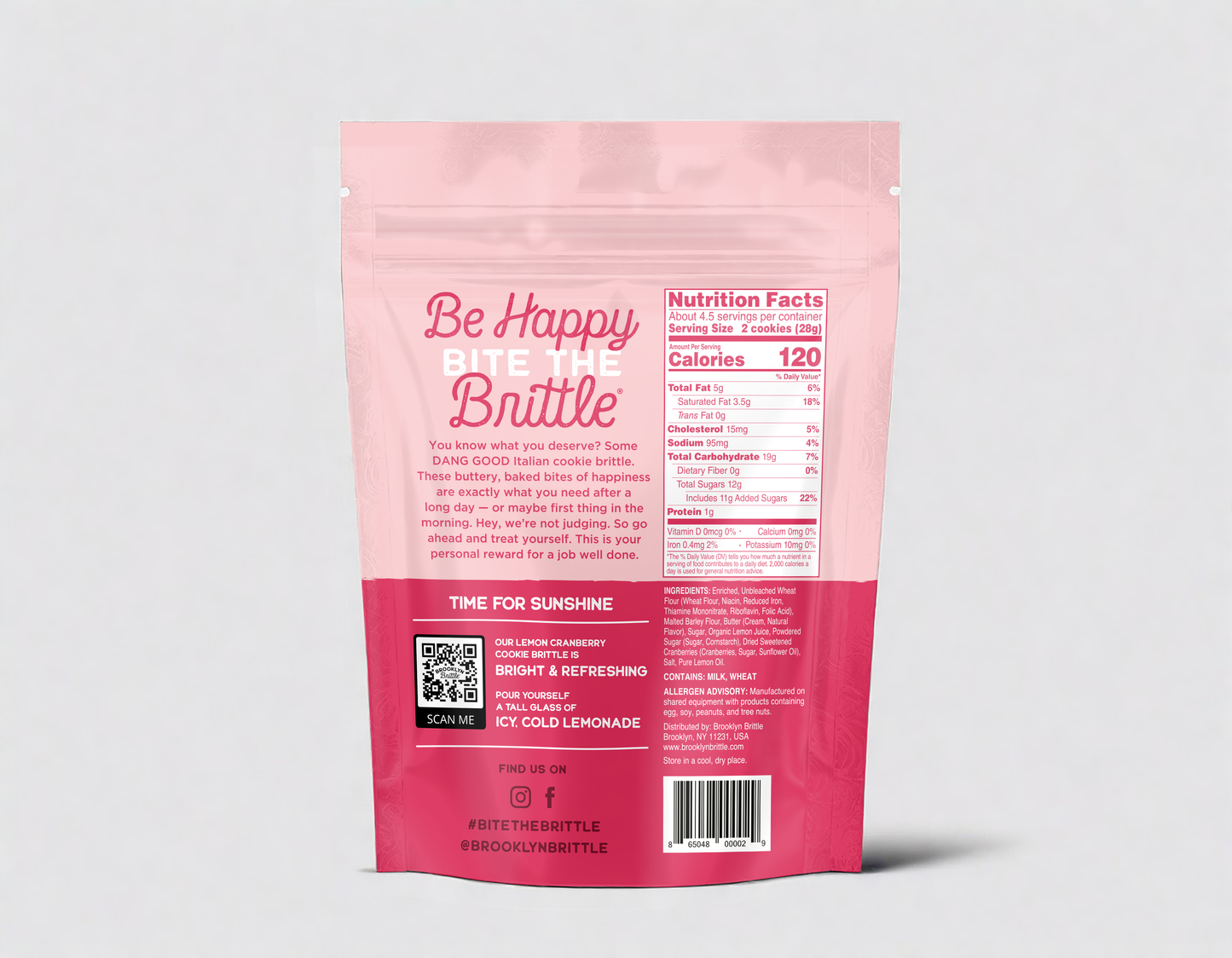 Italian Cookie Brittle – Lemon Cranberry | Pouch Bag