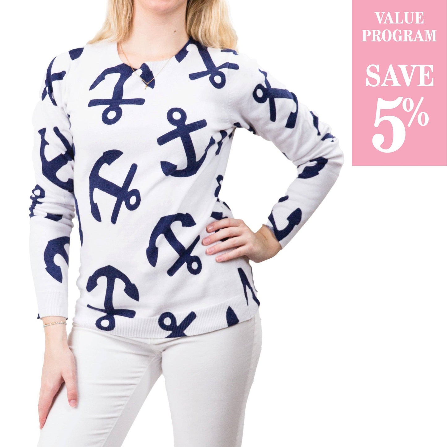 Multi Anchors Navy Chandler Sweater