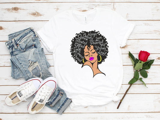 PrimestoreUS - Powerful Afro Woman Shirt, Afrocentric Shirt, Afro Praying Shirt, Afro American Shirt, Black Woman Shirt, Black Girl Magic Shirt, BLM Shirt.: Unisex-XL / Black