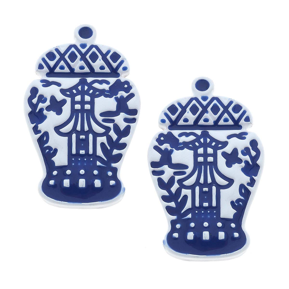 Aubree Enamel Pagoda Ginger Jar Stud Earrings