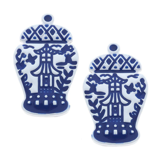 Aubree Enamel Pagoda Ginger Jar Stud Earrings