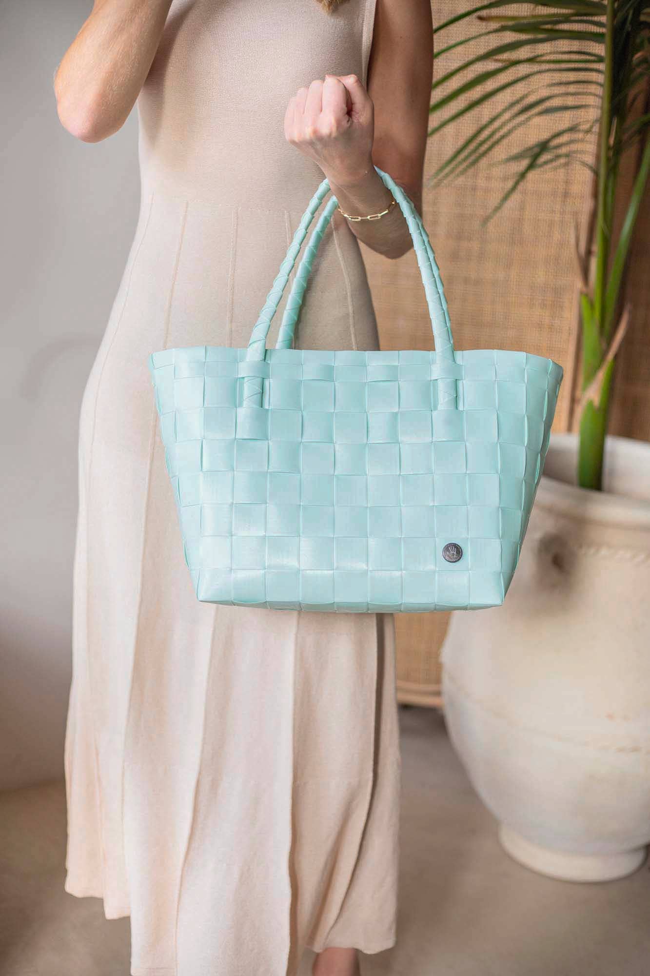 Paris Recycled Handwoven Tote Bag - Soft Mint