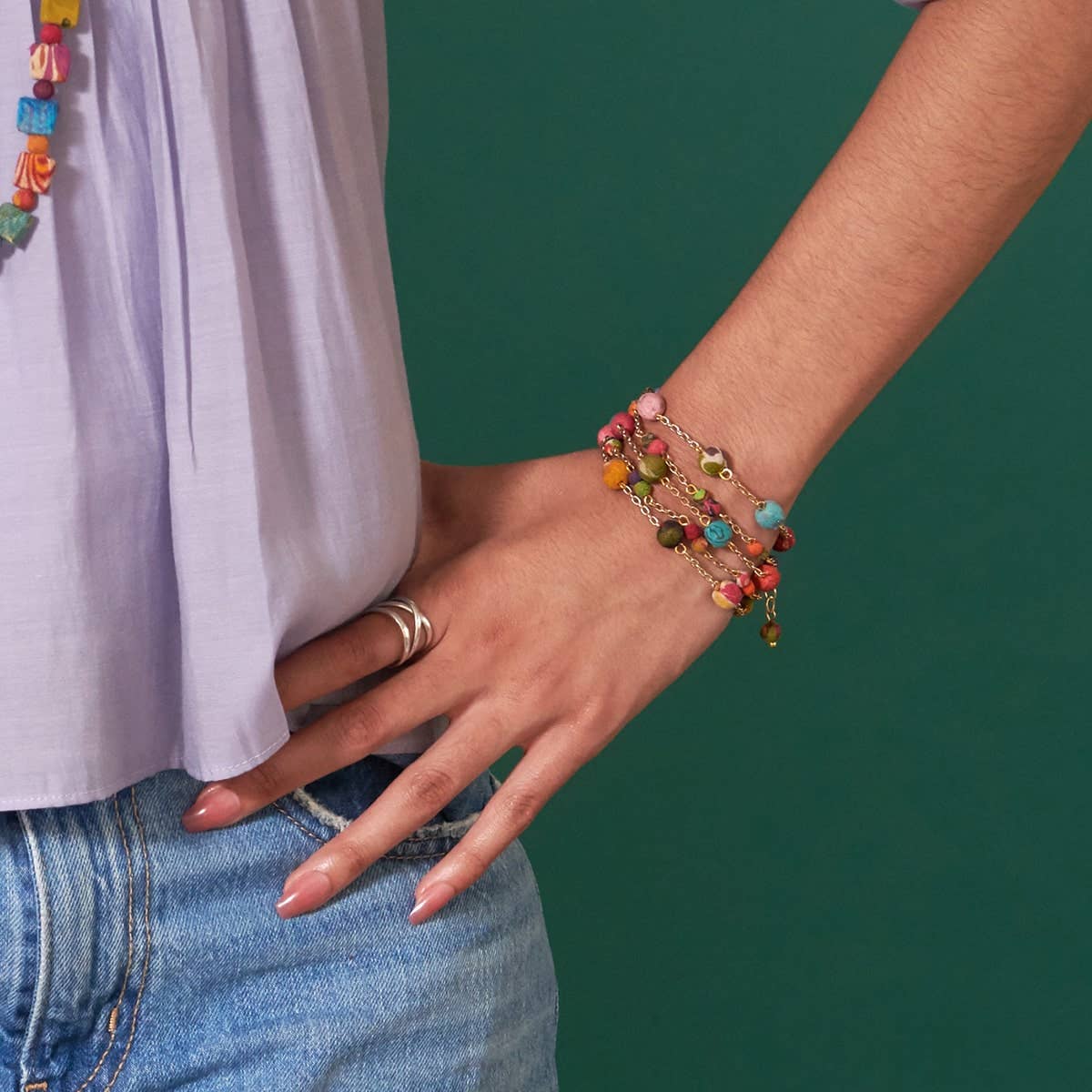 Kantha Sprinkled Chains Bracelets