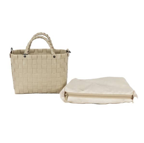 Dash Recycled Handwoven Crossbody Bag - Pale Grey