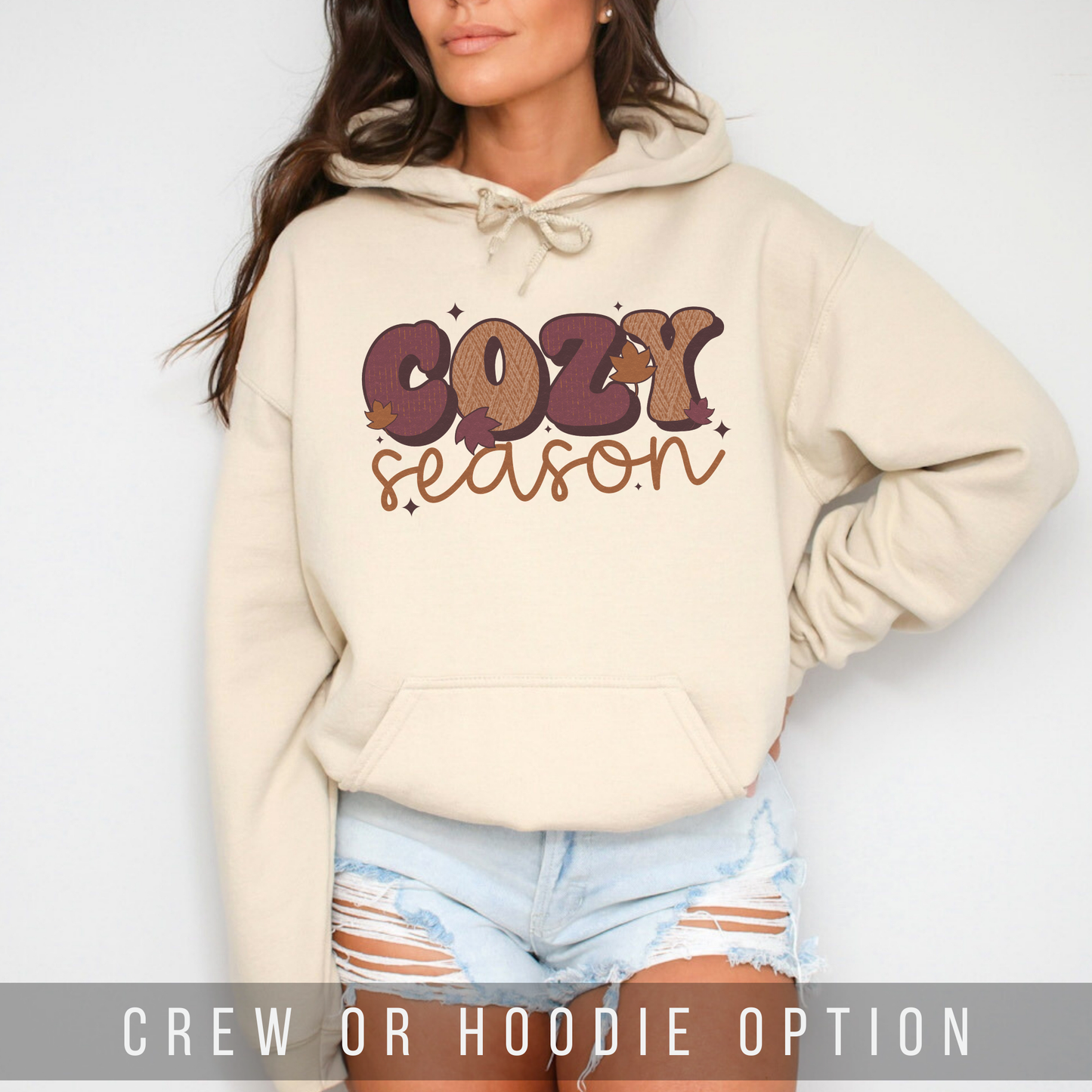 FAMS design - Cozy Season Autumn Color Fall Graphic Sweatshirt Hoodie: Cardinal Red / 2XL / Crew Sweatshirt