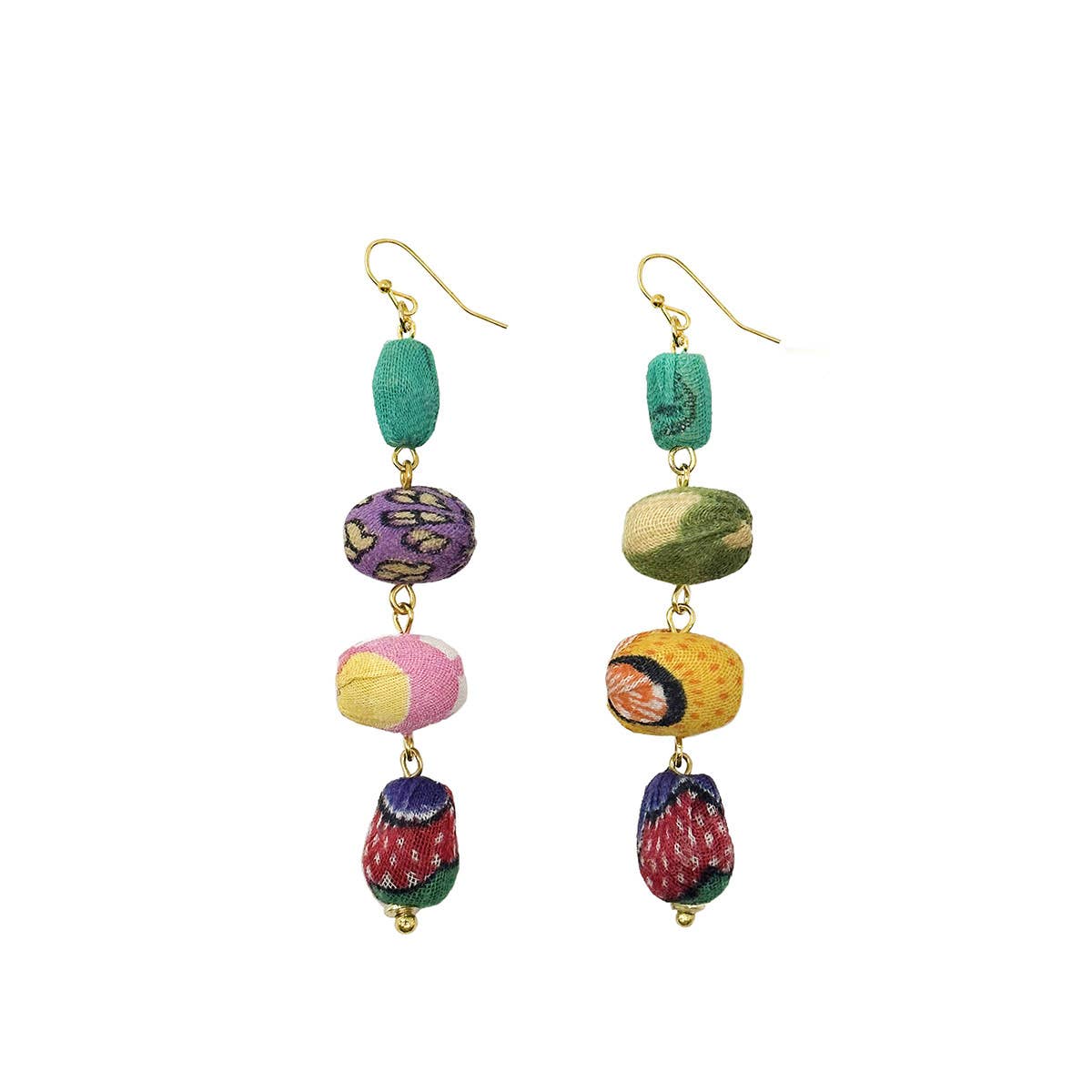 Pebbled Kantha Drop Earrings