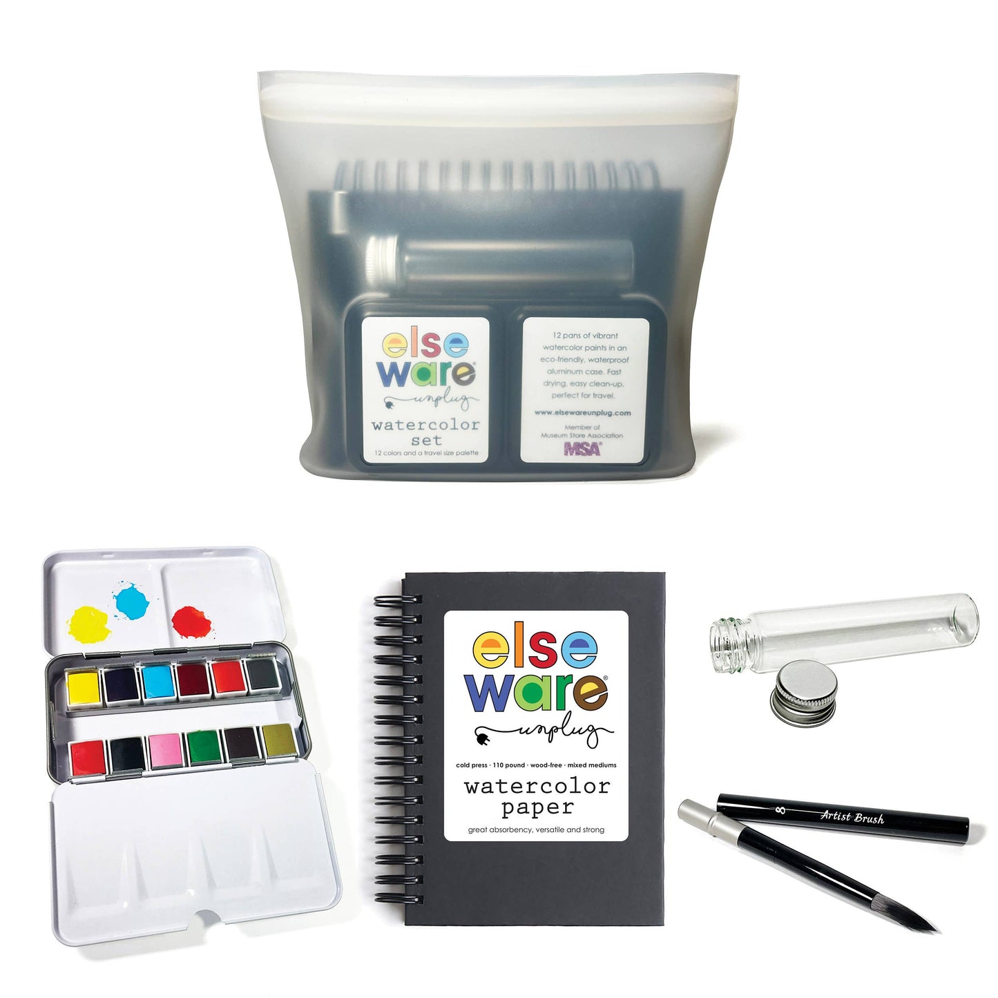 Watercolor Set - Travel-Friendly Metal Palette - 12 Colors |  Watercolors-Metal Palette