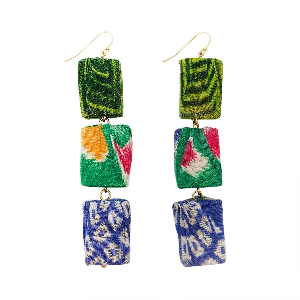 Kantha Block Earrings