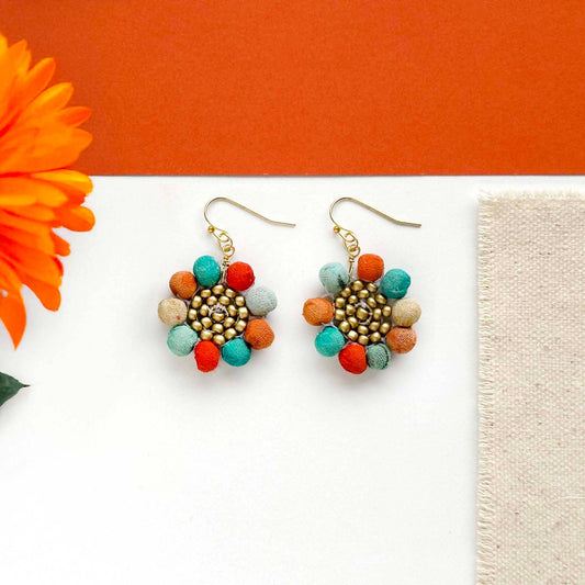 Kantha Capri Sunflower Earrings