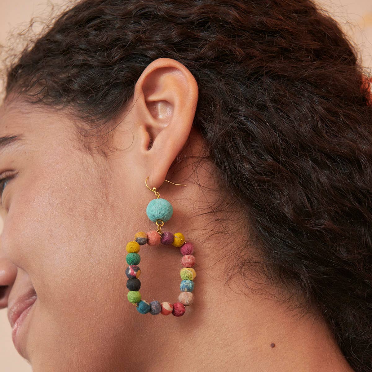 WorldFinds - Kantha Dangling Square Earrings