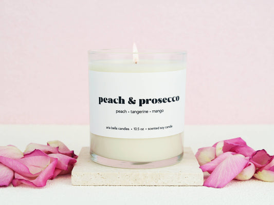 Peach & Prosecco Soy Candle 10.5oz Glass Jar