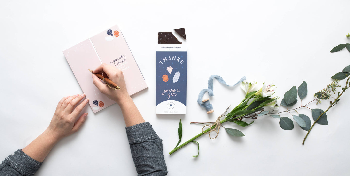 Thank You Card with Chocolate Inside - Thanks, You're A Gem!