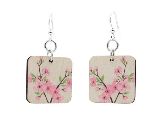 Cherry Blossom Bamboo Earrings - Cherry Red