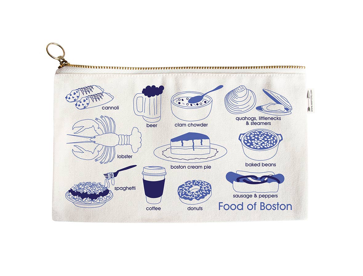 Boston Foodie Slim Pouch - Cotton Canvas, USA Made