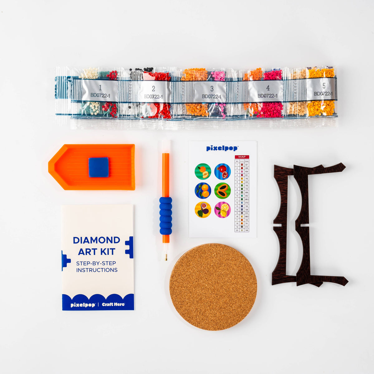 Craft Hero - PixelPop™ Diamond Art Acrylic Coaster Kit — Tutti Frutti