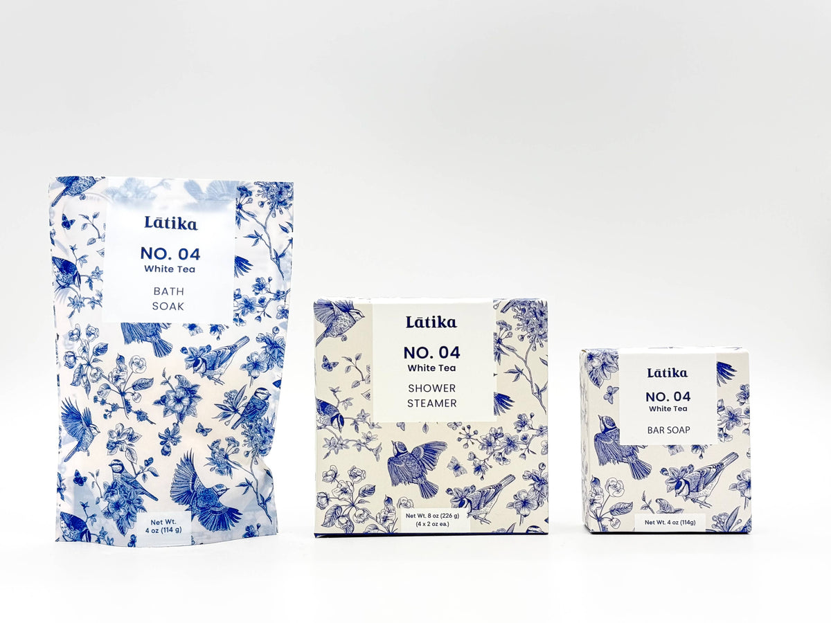 Latika Beauty - Self Care Gift Set - White Tea Bath, Steamer & Soap