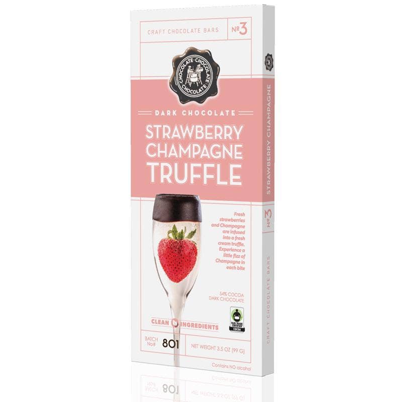 Chocolate Chocolate Chocolate Company - NO 3 - Dark Strawberry Champagne Truffle Bar  - CASE/12
