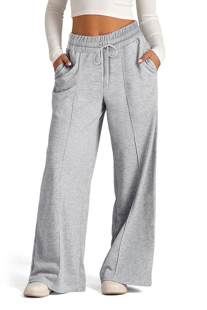 UNISHE - Solid Color Casual High Waist Wide Let Pants ZK2237