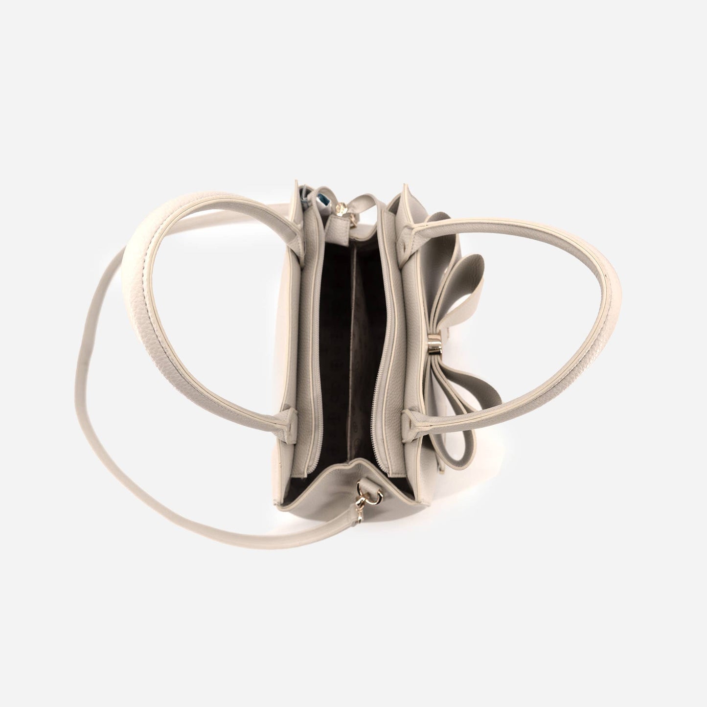 Poppy Bowtie Structured Top Handle Spring Shoulder Bag-  Beige