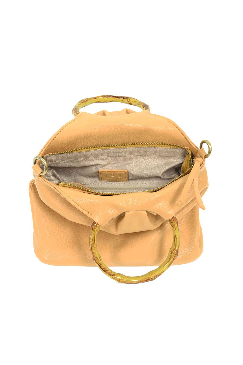 Red Natalie Bamboo Handle Pouf Bag