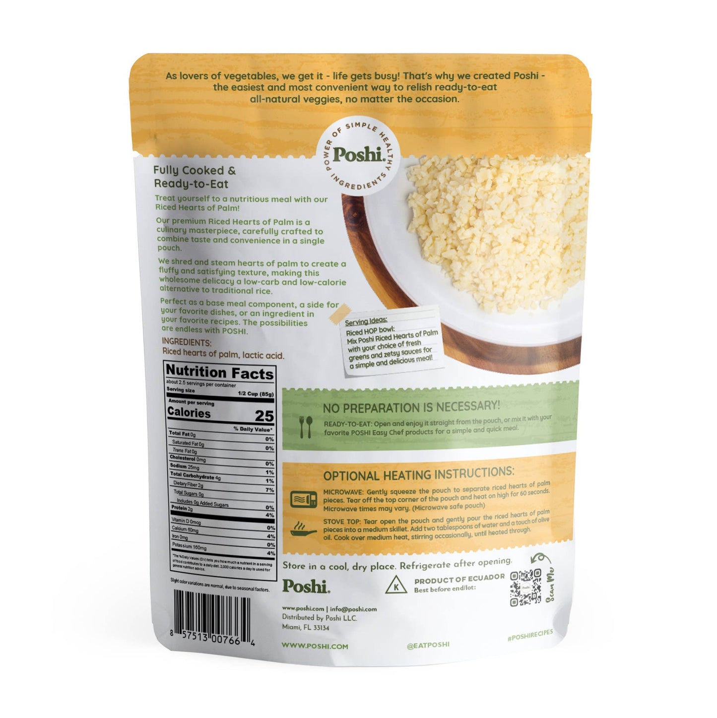 Steamed Riced Heart of Palm 7oz Bag