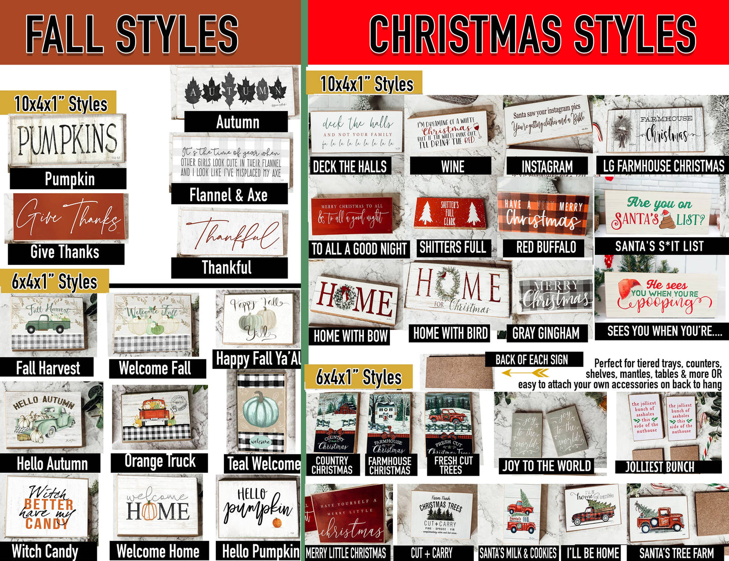 Gia Roma - Christmas Home Signs, Wooden Christmas Decorations Modern