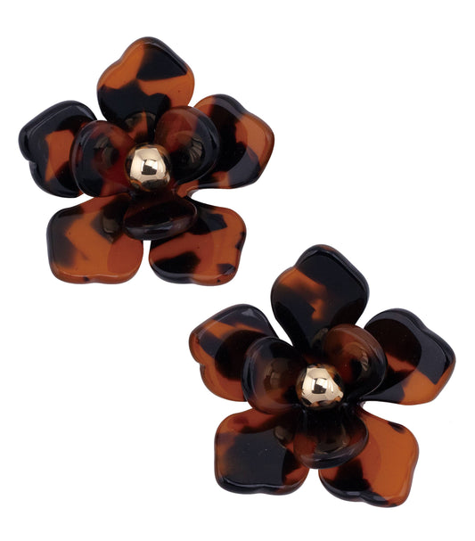 Lorelei Resin Flower Earrings in Tortoise